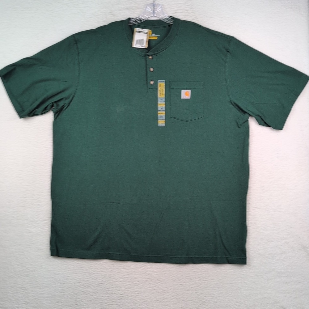 NWT Carhartt Heavyweight SS Pocket‎ Henley T Shirt Mens 3XL K84 HTG Hunter Green
